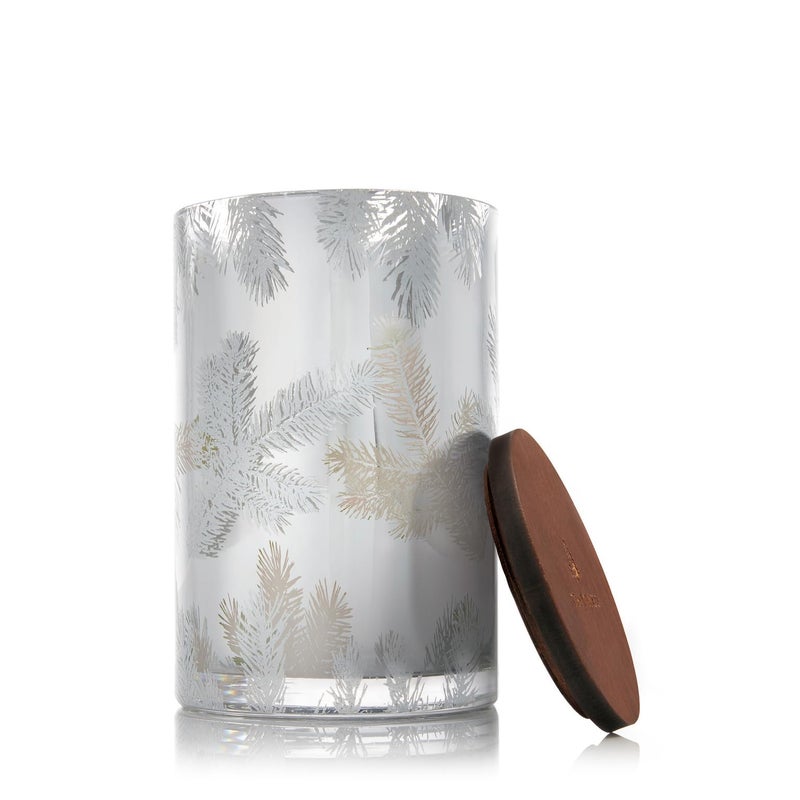 Thymes Frasier Fir Candles - Statement Collection - Silver with Pine Needle Design - Scented Candles for Home Decor - Notes of Siberian Fir Needles, Cedarwood & Sandalwood - Medium Luminary (20 oz) - Image 1